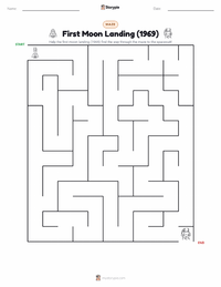 First Moon Landing (1969) printable worksheet preview