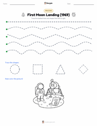 First Moon Landing (1969) printable worksheet preview