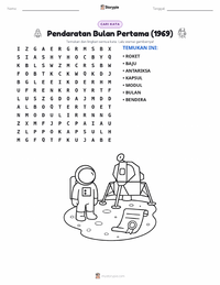 Prabaca lembar kerja cetak Pendaratan Pertama di Bulan (1969)