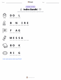 Indira Gandhi printable worksheet preview