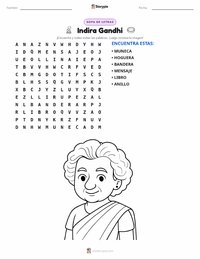 Vista previa de la hoja de trabajo imprimible de Indira Gandhi