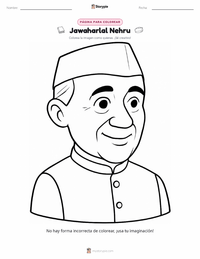Página para colorear de Jawaharlal Nehru para niños