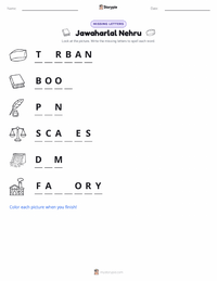 Jawaharlal Nehru printable worksheet preview