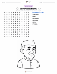Vista previa de la hoja de trabajo imprimible de Jawaharlal Nehru