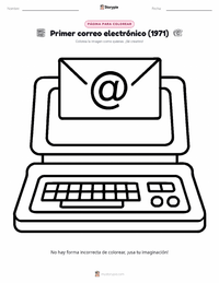 Página para colorear de Primer Correo Electrónico Enviado (1971) para niños