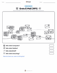 Erste E-Mail gesendet (1971) druckbare Arbeitsblatt Vorschau