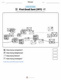 First Email Sent (1971) printable worksheet preview