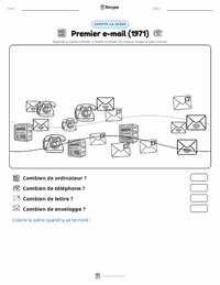 Aperçu de la feuille de travail imprimable Premier Courriel Envoyé (1971)