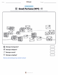 Prabaca lembar kerja cetak Email Pertama Terkirim (1971)
