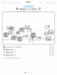 最初のEメール送信 (1971年) の印刷可能ワークシートプレビュー