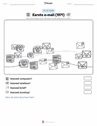 Eerste E-mail Verzonden (1971) afdrukbare werkblad voorbeeld