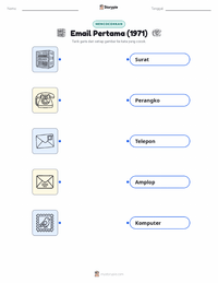 Prabaca lembar kerja cetak Email Pertama Terkirim (1971)