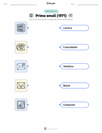 Scheda stampabile di Primo Invio di Email (1971) per bambini