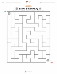 Eerste E-mail Verzonden (1971) afdrukbare werkblad voorbeeld