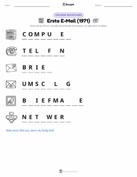 Erste E-Mail gesendet (1971) druckbare Arbeitsblatt Vorschau