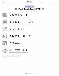 First Email Sent (1971) printable worksheet preview