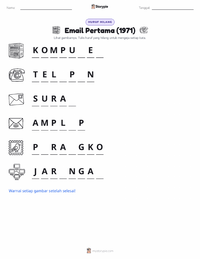 Prabaca lembar kerja cetak Email Pertama Terkirim (1971)