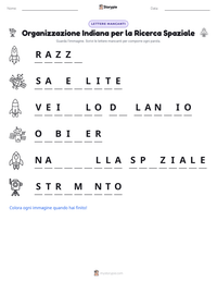 Anteprima della scheda stampabile di Organizzazione Indiana per la Ricerca Spaziale