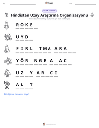 Hindistan Uzay Araştırma Organizasyonu yazdırılabilir çalışma sayfası önizlemesi