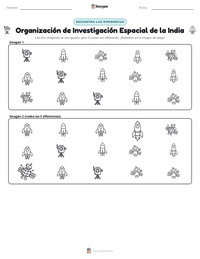 Vista previa de la hoja de trabajo imprimible de Organización de Investigación Espacial de la India