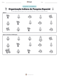 Prévia da folha de atividades imprimível Organização Indiana de Pesquisa Espacial