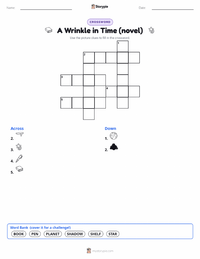 A Wrinkle in Time (novel) printable worksheet preview