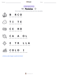 Vista previa de la hoja de trabajo imprimible de Fenicios