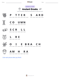 Ancient Greeks printable worksheet preview