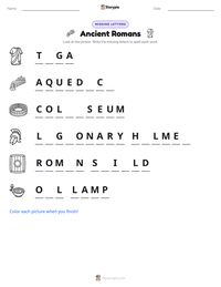 Ancient Romans printable worksheet preview