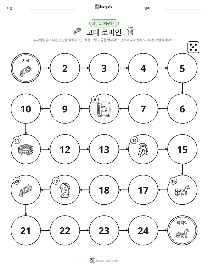 주사위 굴리고 이동하기 게임