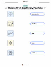 Nationaal Park Great Smoky Mountains afdrukbare werkblad voor kinderen