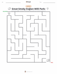 Great Smoky Dağları Milli Parkı yazdırılabilir çalışma sayfası önizlemesi