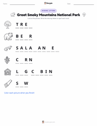 Great Smoky Mountains National Park printable worksheet preview
