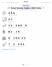 Great Smoky Dağları Milli Parkı yazdırılabilir çalışma sayfası önizlemesi