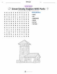Great Smoky Dağları Milli Parkı yazdırılabilir çalışma sayfası önizlemesi