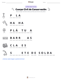 Vista previa de la hoja de trabajo imprimible de Cuerpo Civil de Conservación