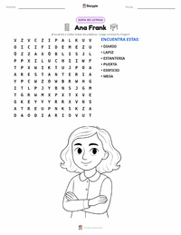 Vista previa de la hoja de trabajo imprimible de Ana Frank