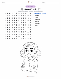 Prévia da folha de atividades imprimível Anne Frank