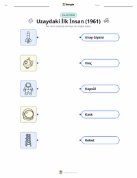 Uzaydaki İlk İnsan (1961) çocuklar için yazdırılabilir çalışma sayfası
