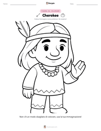 Pagina da colorare di Cherokee per bambini