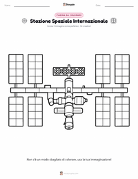 Pagina da colorare di Stazione Spaziale Internazionale per bambini