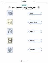 Uluslararası Uzay İstasyonu çocuklar için yazdırılabilir çalışma sayfası