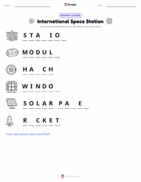 International Space Station printable worksheet preview