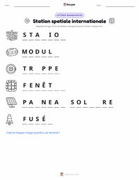 Aperçu de la feuille de travail imprimable Station Spatiale Internationale