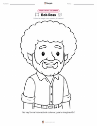 Vista previa de la hoja de trabajo imprimible de Bob Ross
