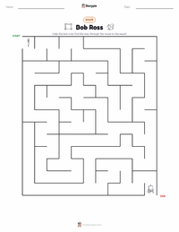 Bob Ross printable worksheet preview