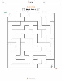 Aperçu de la feuille de travail imprimable Bob Ross