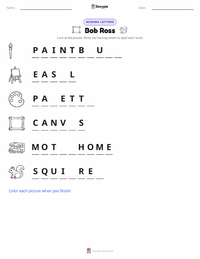 Bob Ross printable worksheet preview