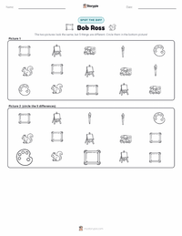 Bob Ross printable worksheet preview