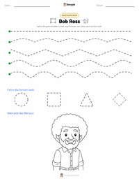 Bob Ross druckbare Arbeitsblatt Vorschau